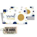 Blue & Gold Scratch Off Game Cards (28 Pack) - Fun Bridal Shower Game Ideas - Modern Wedding Activity - Holiday Lottery Tickets, Raffle Drawing, Instant Win Scratchers - Party Favors