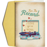 Romantic Valentines Day Card, Record Player Birthday Card For Him Her, Retro Wedding Anniversary Cards For Husband Wife, For The Record I Love You More
