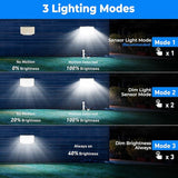 2 Pack 318 LED Solar Motion Security Lights Waterproof Flood Lights with 16.4FT Cable