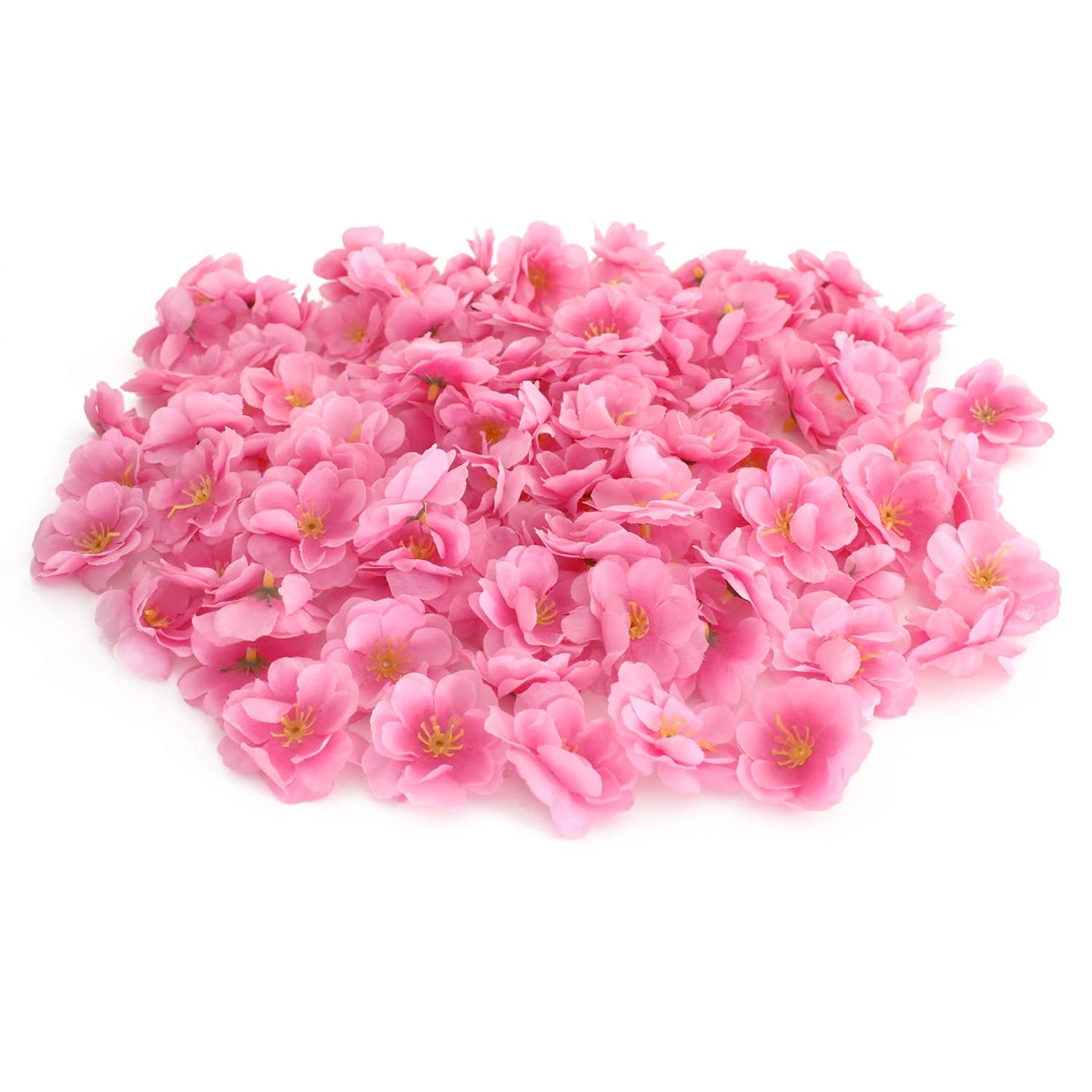 Artificial Silk Cherry Blossom Flower Heads, Fake Fabric Sakura Floral Head Decor For Bridal Hair Clips Headbands Dress Diy Accessories Wedding Party Supply Table Decorative (100Pcs Pink)
