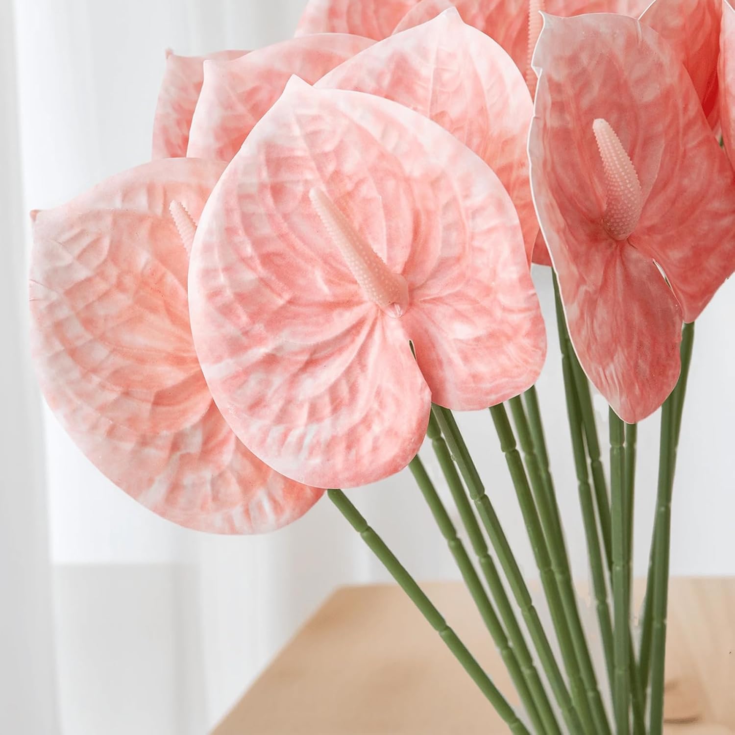 3Pcs 23.6" Pink Artificial Anthurium Lily Flowers Fake Tropical Flowers For Home Decor Bouquet And Green Leaf For Home Bridal Wedding Festival Decoration Small Flower Flower Arrangement(Pink)