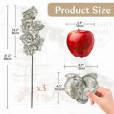 Silver Glitter Artificial Orchid Stems 3 Pcs, 31.5" Christmas Fake Phalaenopsis Orchid Flowers, Sparkling Faux Orchid Branches For Xmas Tree Decorations, Table Centerpieces, Floral Arrangements