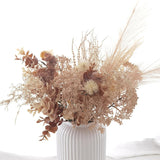 Artificial Fall Pampas Grass Flowers Bouquet Boho Home Decor Fake Floral Arrangement For Wedding Party Table Room Leaf Fall For Vases Centerpieces Autumn Harvest Festival (Beige-A)