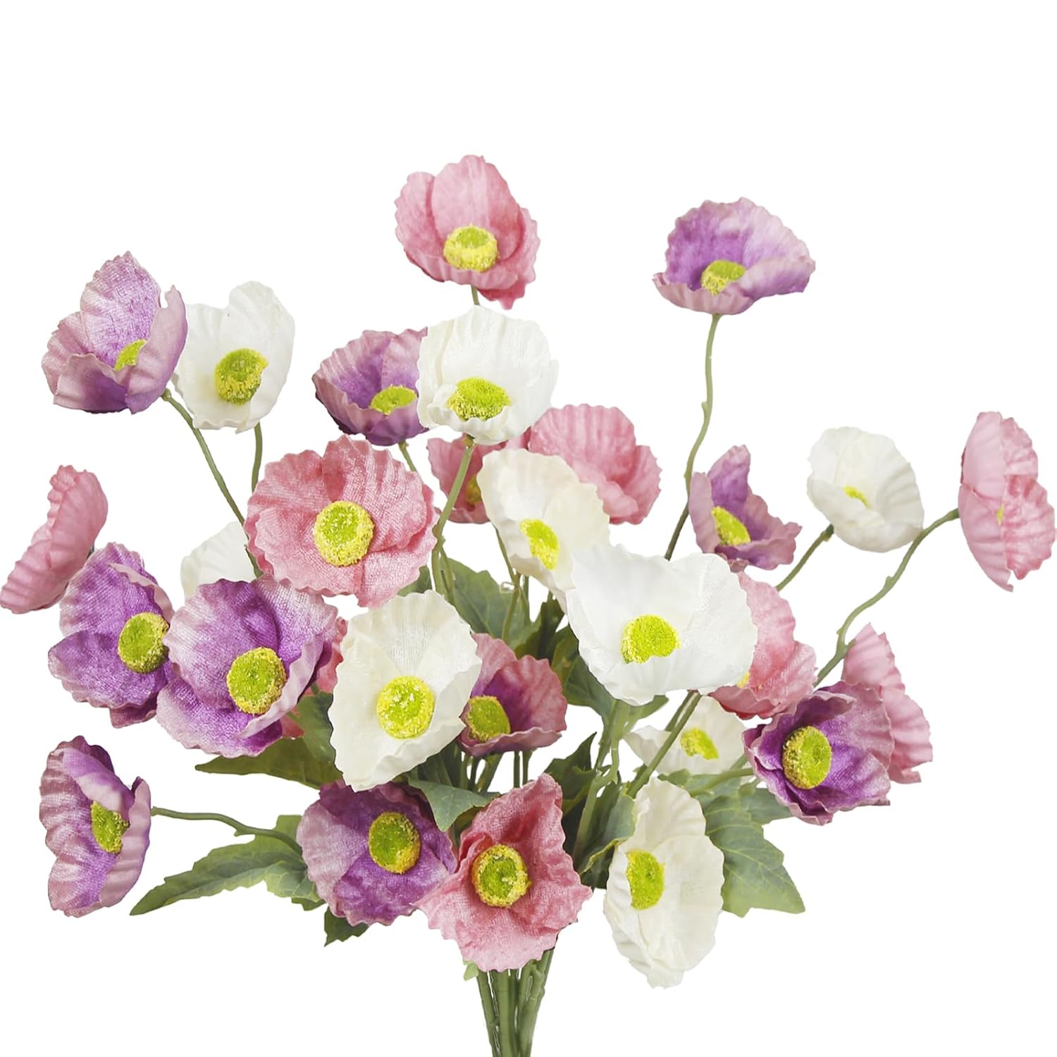 6 Pcs Poppies Flowers Artificial Poppy Silk Flowers With Stem Faux Poppies Artificial Flower Bulk Fake Flowers Bouquet For Wedding Home Party Table Centerpiece Arrangement Cemetery Indoor Decor