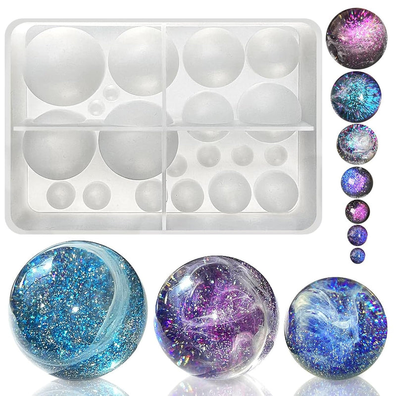 20-Cavity Sphere Molds For Resin, Round Ball Resin Mold, Silicone Orbs Mold For Jewellery Making