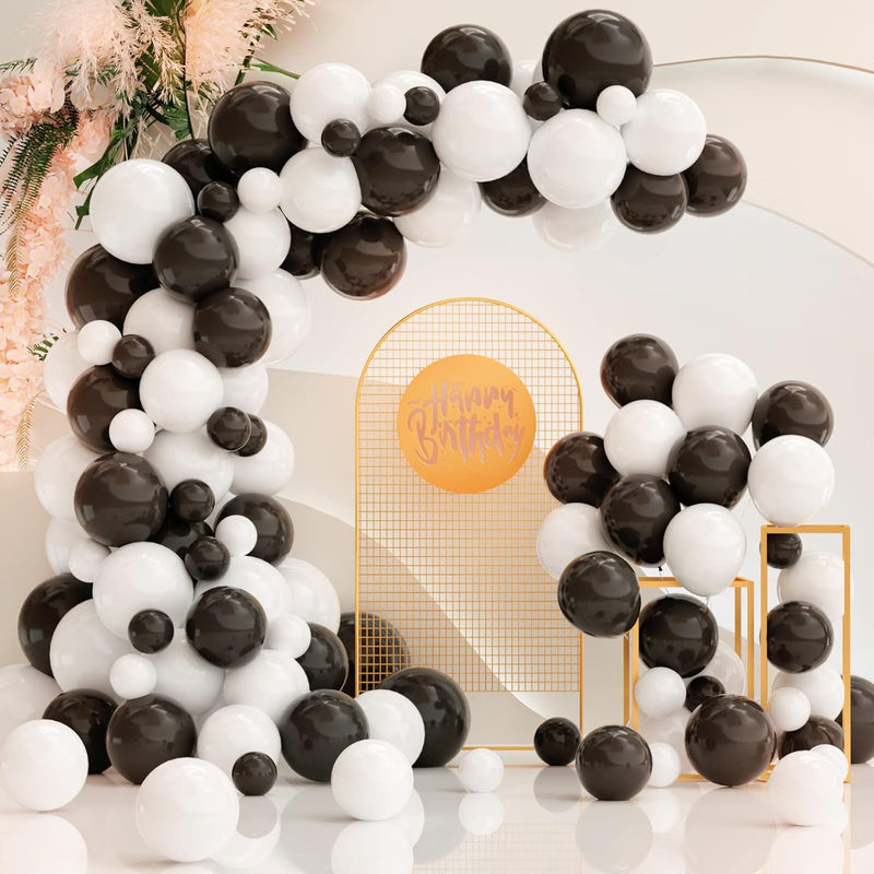 White Black Balloon Garland Arch Kit,120 Pack Matte Latex Black White