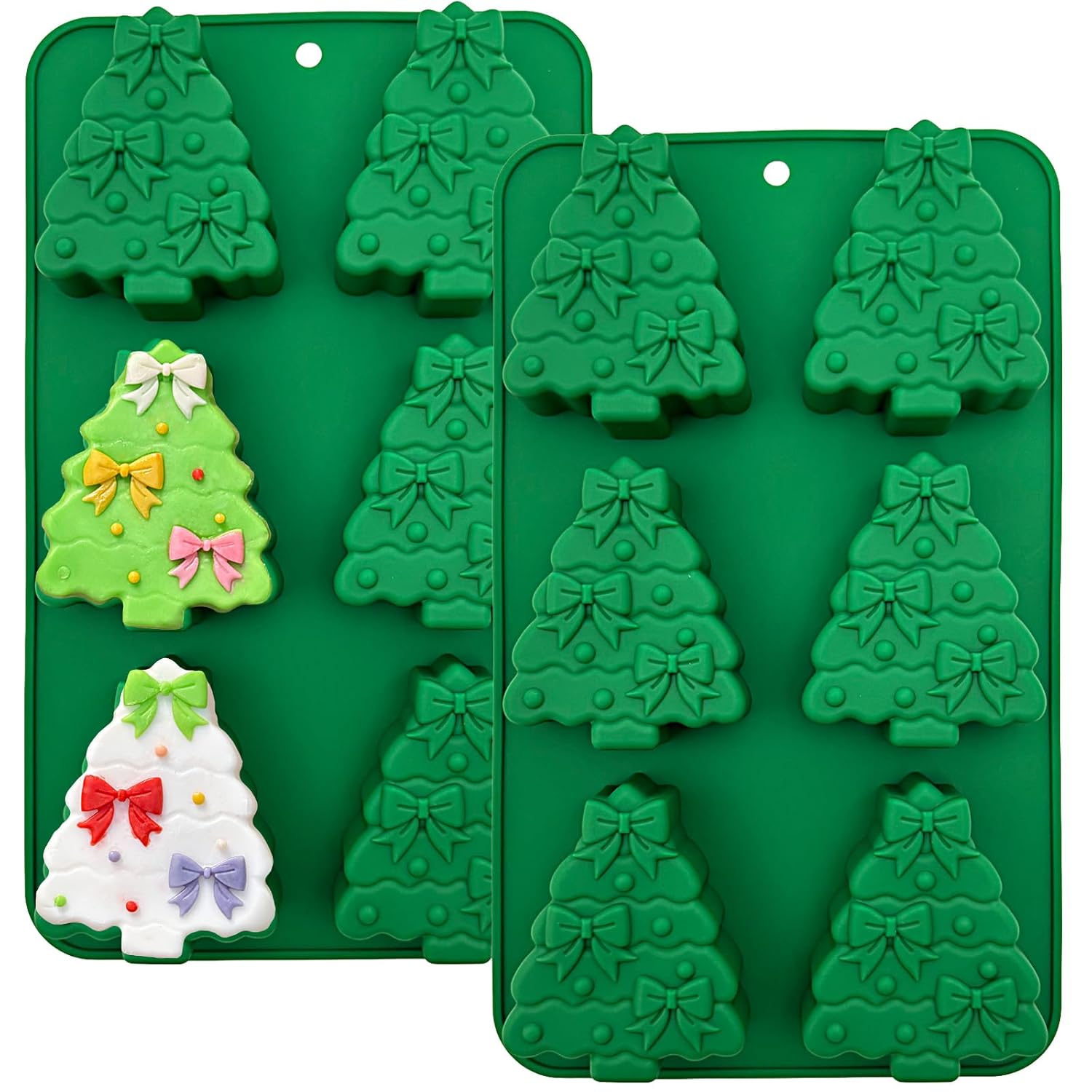 Christmas Tree Silicone Molds 2 Pack Christmas Chocolate Molds For Baking 3D Christmas Cake Mold Holiday Candle Resin Mold Xmas Pine Tree Soap Ice Cube Mold For Jello Cake Festival Home Decoration