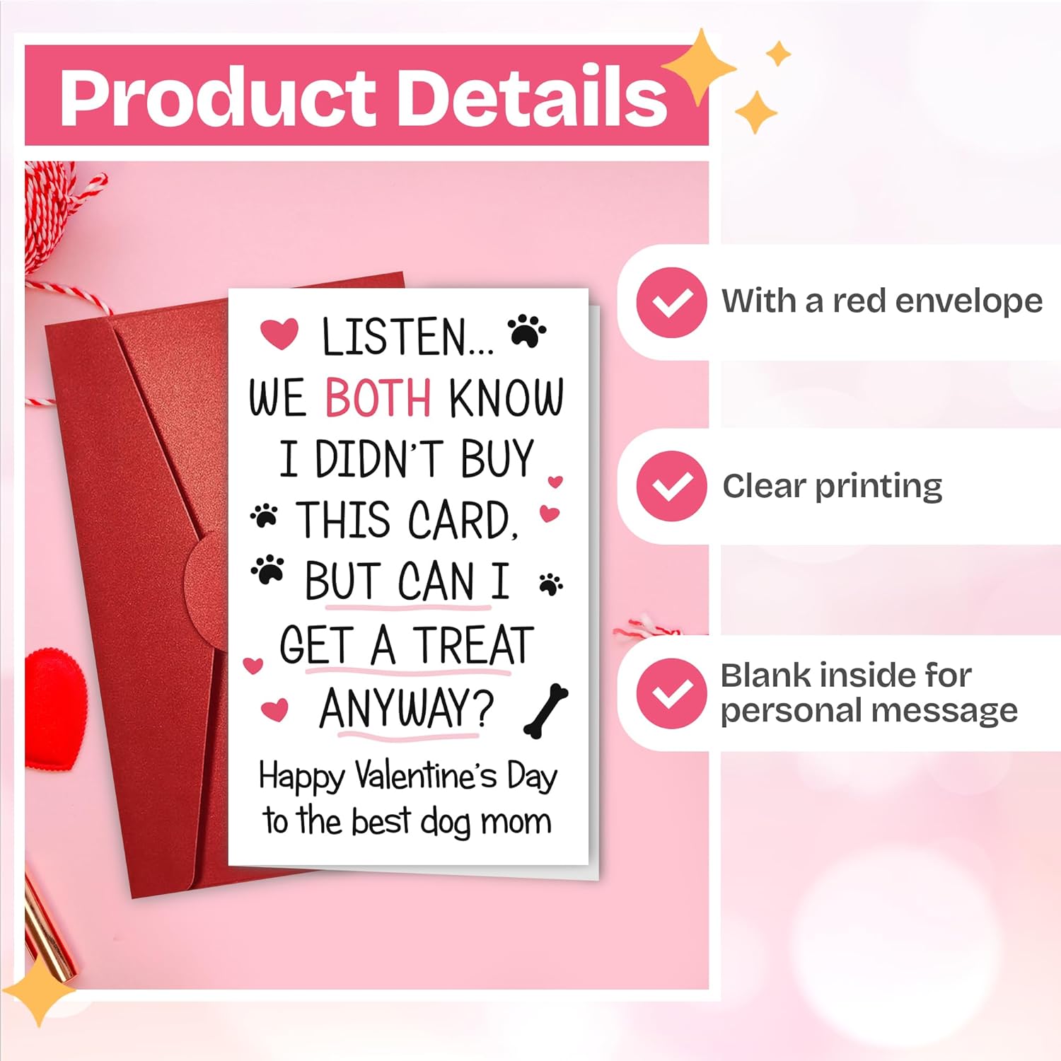 Valentines Day Gifts For Dog Mom - Cute Dog Lovers Gifts For Women, Her, Girlfriend, Wife - Funny Puppy Card From Friend, Family - Greeting Card