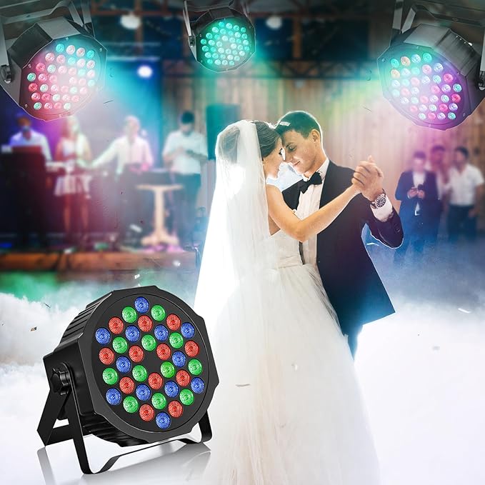 8 Pack RGB 36 LED Battery Powered DJ Uplights 36W Sound Activated Remote Control