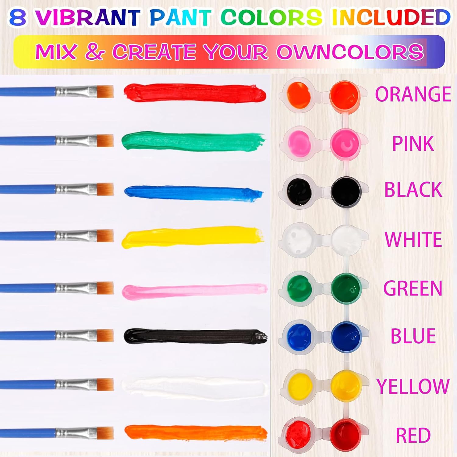 Mini Acrylic Paint Set,12 Set Washable Filled Paint Sets In 8 Colors,Acrylic Paint Strips With 23 Paint Brushes,For Art Craft Home Birthday Party Favors