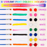 Mini Acrylic Paint Set,12 Set Washable Filled Paint Sets In 8 Colors,Acrylic Paint Strips With 23 Paint Brushes,For Art Craft Home Birthday Party Favors