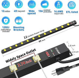 Heavy Duty 12 Outlet Surge Protector Power Strip 4FT Extension Cord 2100J Wide Spaced Wall Mount
