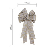 Large 11 X 20 Inch Big Burlap Ribbon Bow Gold Silver Gillter Stripe Wreath Ribbons And Bow Use For Christmas Gift Wrapping, Party Decoration (Gold And Silver Stripe)