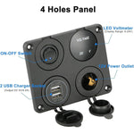 4 in 1 Charger Socket Panel, 12V 4.2A Dual USB Charger Socket Power Outlet & LED Voltmeter & Cigarette Lighter