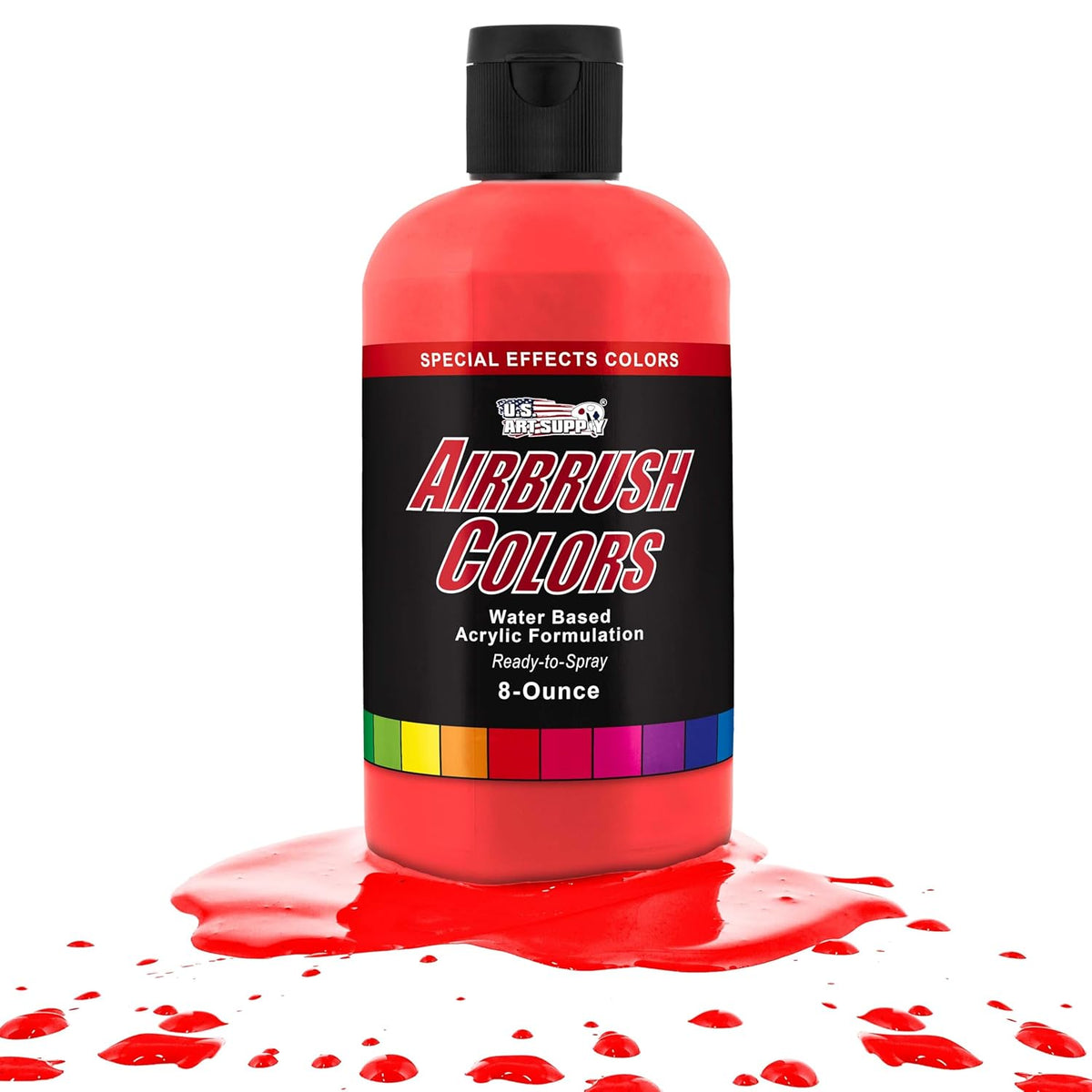 Neon Red Acrylic Special Effects Airbrush Paint - 8Oz Ready To Spray Air Brush Paint For Nails, Models, Fabric - Water-Based Air Brush Painting
