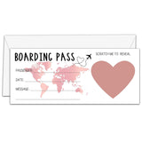 Scratch Surprise Boarding Pass, 2 Set Make Your Own Diy Travel Ticket, Surprise Reveal Card For Holiday, Christmas, Wedding, Birthday, Anniversary, Party Supply(3.5"X8" Pink)-A004