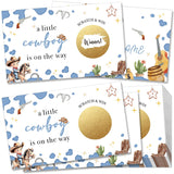 50 Pcs Baby Shower Scratch Off Cards Boy - Western Cowboy Theme, 'A Little Cowboy Is On The Way' Boy Baby Shower Game Tickets, Blue Gender Reveal Party Supplies -C2