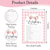 Wishes For Baby Baby Shower Game Cards, Keepsake Shower Activity Cards, 30 Count Pink Gingham Party Games For Mom To Be And Guests, Gender Reveal Party Games & Activity