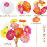 10 Pcs Artificial Gerbera Daisies Flowers Artificial Daisy Bouquet Fake Daisy Stems Faux Flowers Bulk Artificial Flowers Wildflowers Silk Flowers For Wedding Bridal Bouquet Party Home Kitchen