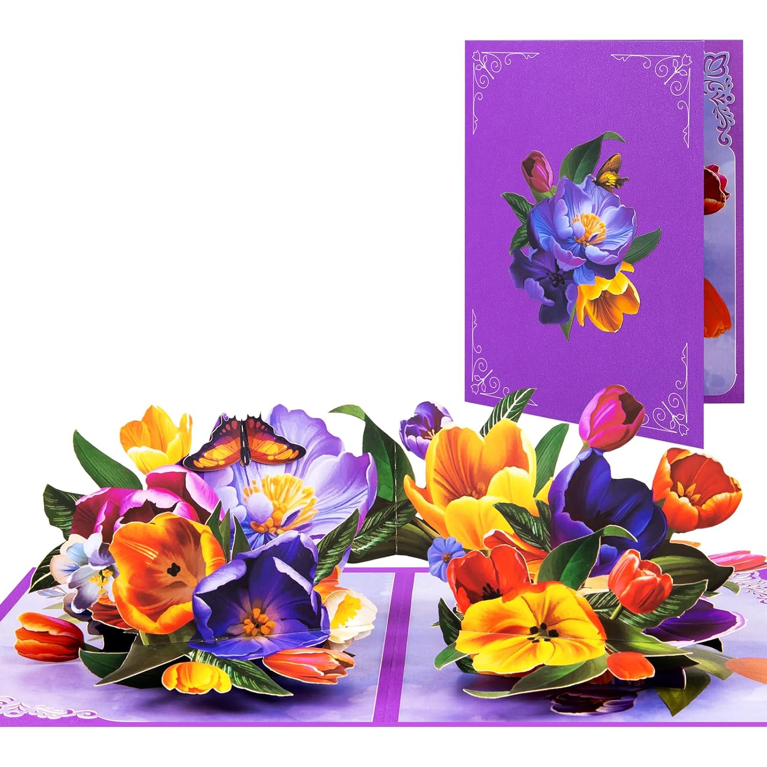 Large Tulip Pop Up Cards,Paper Flower Bouquet Greeting Cards With Blank Note Card & Envelope, Ideal Gift For Celebrating Love, Birthday, Anniversary, Special Moments, Valentine'S Day