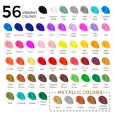 Acrylic Paint Set, 56 Colors (2Oz/60Ml), Matte Finish, Waterproof, Rich Pigments, Non-Toxic Paints For Painting On Canvas Crafts Wood Ceramic, Fabric Ideal For Beginners And Students