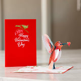 Valentines Day Card For Her, Him - 3D Romantic Greeting Pop-Up Cards - Hearted Hummingbird - 5" X 7" - Blank Notecard & Envelope Included