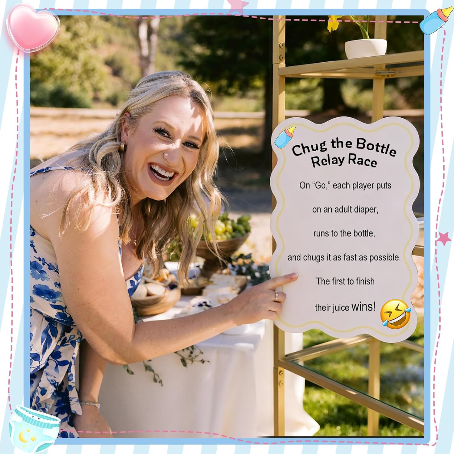 Bottle Chug Baby Shower Game Set - 6 Sets Hilarious Juegos Para Baby Shower Big Bottles Adult Diapers Balloons For Bottle Chug Changing Diaper Race Gender Reveal Party Decorations