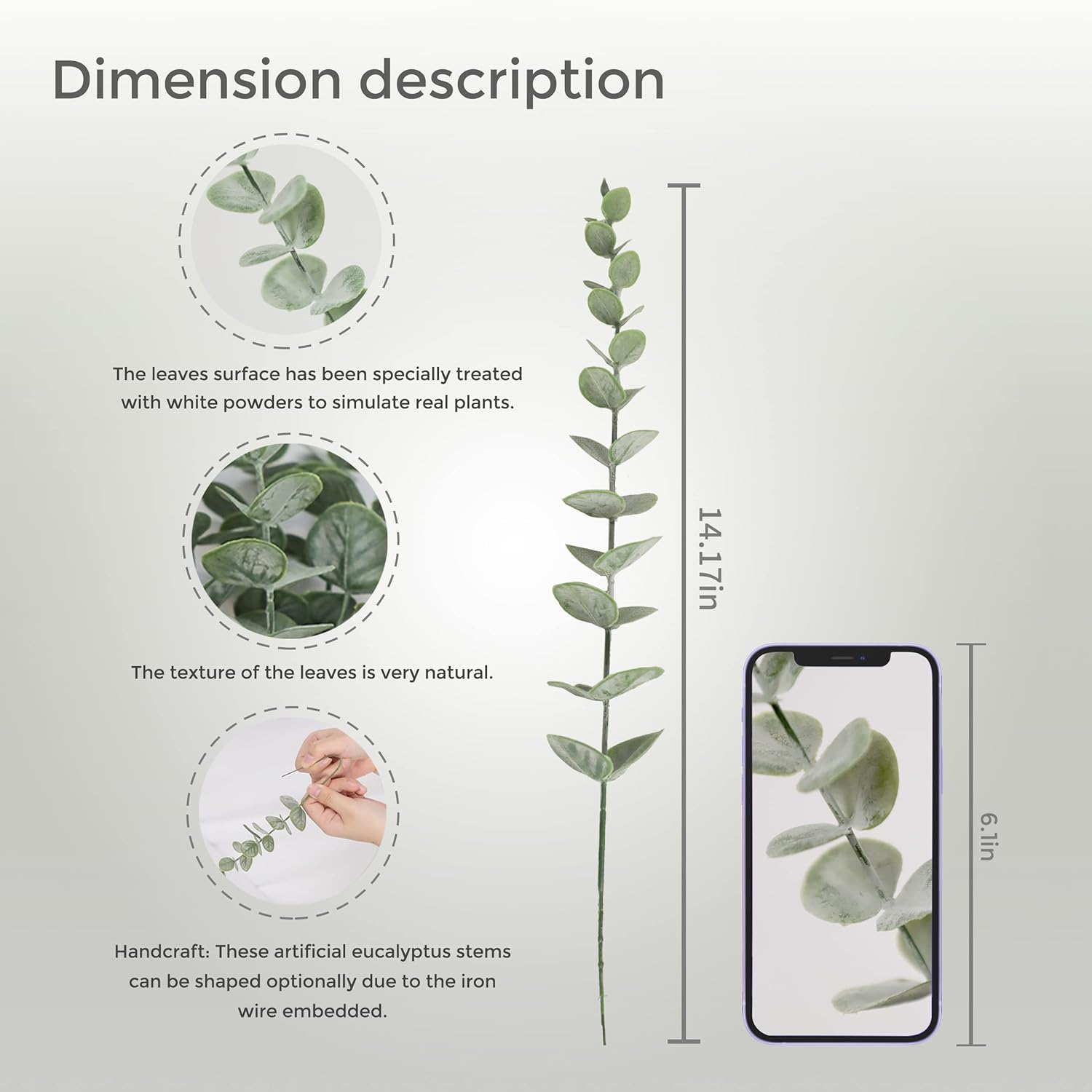 18Pcs Eucalyptus Stems Artificial Eucalyptus Leaves Stems Artificial Fake Flowers For Home Office Flowers Bouquet Centerpiece Wedding Decoration Christmas Decor 2025