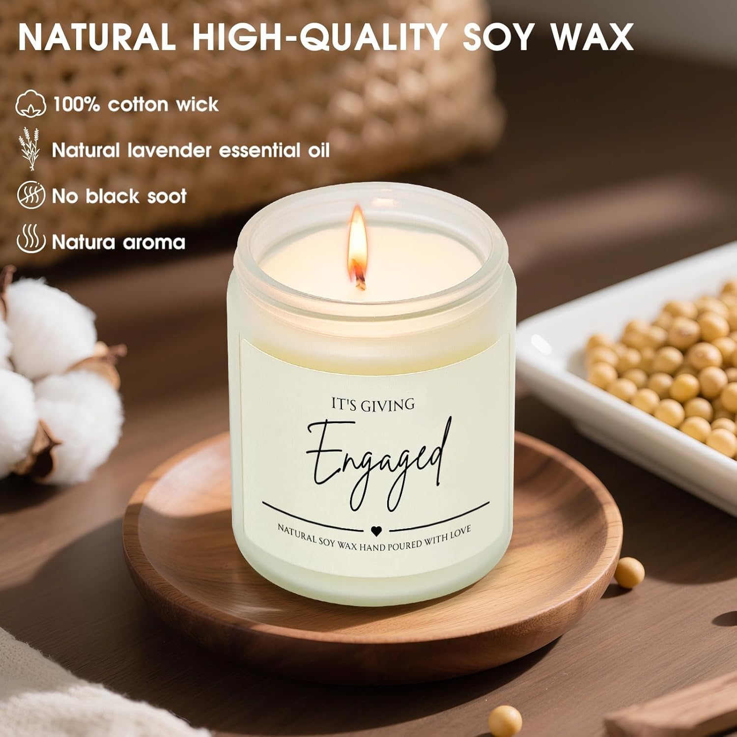Engagement Gifts For Couples Women, Bridal Shower Bride To Be Gift, Engaged Scented Soy Wax Candle, Fiance Gifts For Women