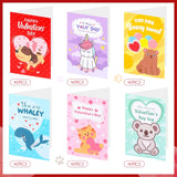 240 Pcs Mini Valentine'S Day Cards For Kids Assortment Bulk Classroom Exchange Kids Greeting Animal Box Foldable Love Heart Greeting Cards With Envelopes And Stickers