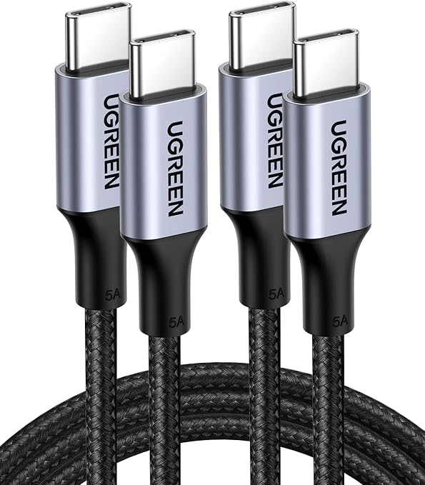 2 Pack USB C to USB C Cable 3.3FT 100W Fast Charging Cord for iPhone 17 16 MacBook Samsung Galaxy S25 Black