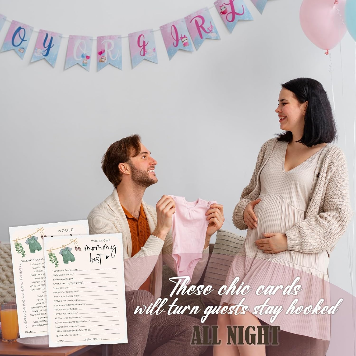 Hilarious Baby Shower Games, Locally Grown Who Knows Mommy Best Game, Would Mommy Rather Locally Grown Baby Shower Decorations -30 Pcs, 5X7 In - G08