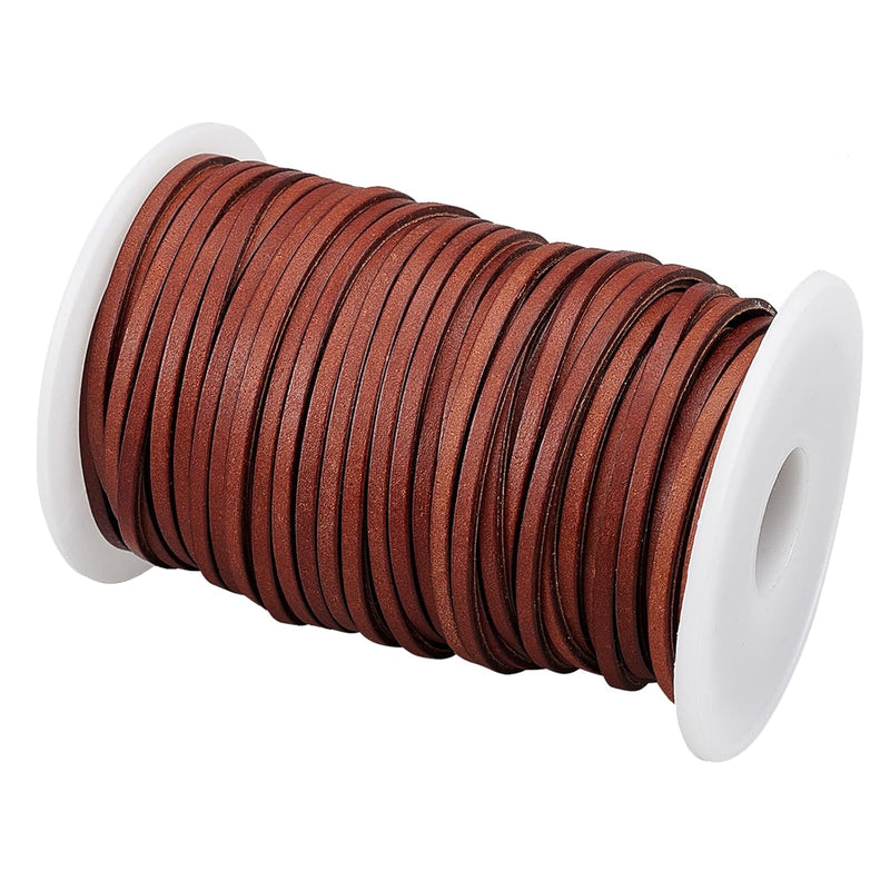 32 Yard Flat Leather Strip 4Mm Imitation Leather Cord Brown Lacing Leather Str