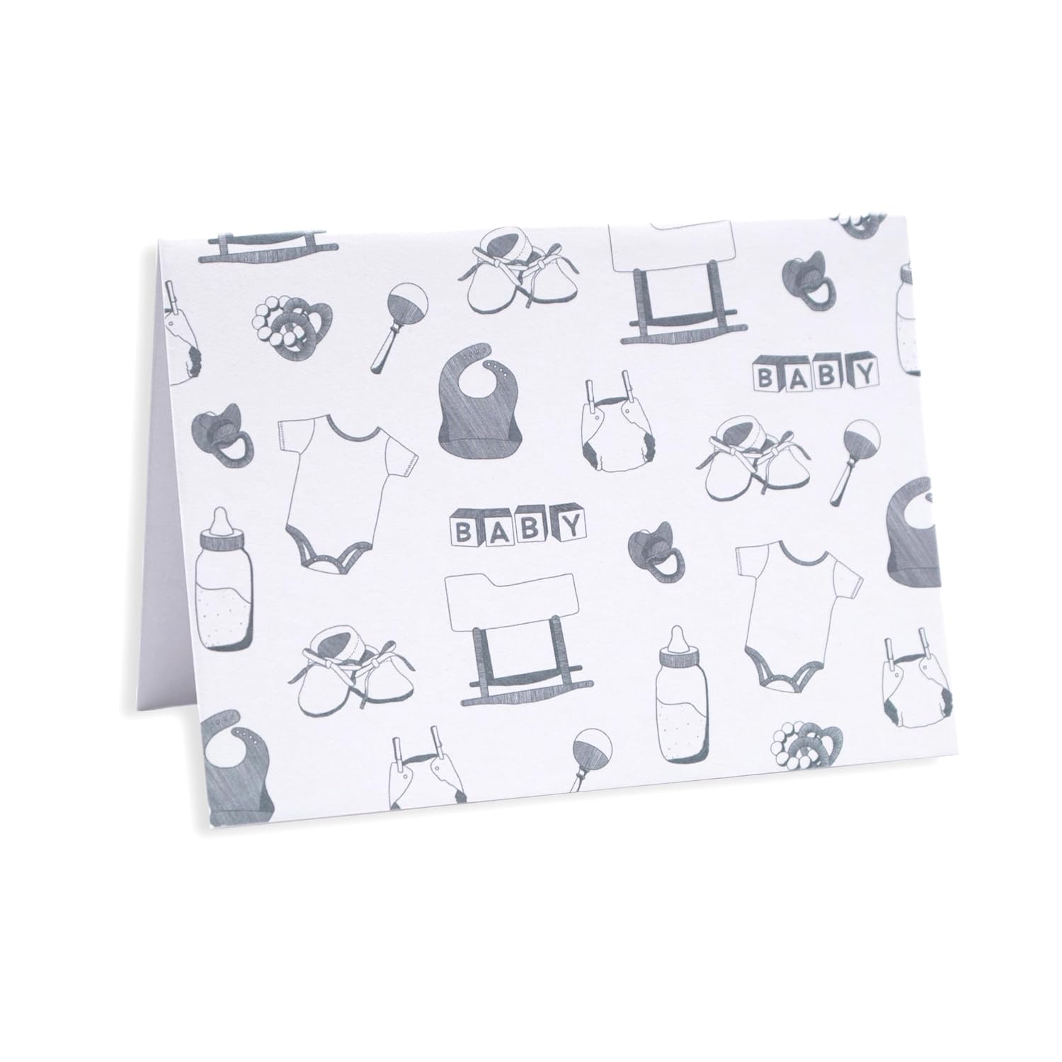 Baby Card Set With Envelopes, 24 Pack - 4.75 X 3.5 Inch, Blank Inside, Hand-Illustrated, Modern Toile Design - Perfect For Baby Showers, Thank You Notes, Announcements