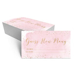 Pink And Gold How Many Kisses Game Sign - Guess How Many - Perfect For Bridal Showers And Weddings - 1 Self-Standing Sign And 50 Guessing Cards