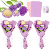 27 Pcs Crochet Flower Bouquet Gifts For Valentine'S Day, Handmade Knitted Crochet Flower Bouquet With Roses Sunflowers Daisies For Women Girlfriend Valentine'S Day(Exquisite,Purple Series)