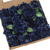 Flowers 16Pcs Navy Blue Blooming Peonies Artificial Flowers With Stem, Artificial Peony Flowers For Diy Wedding Decorations Centerpieces Bouquets Boutonnieres