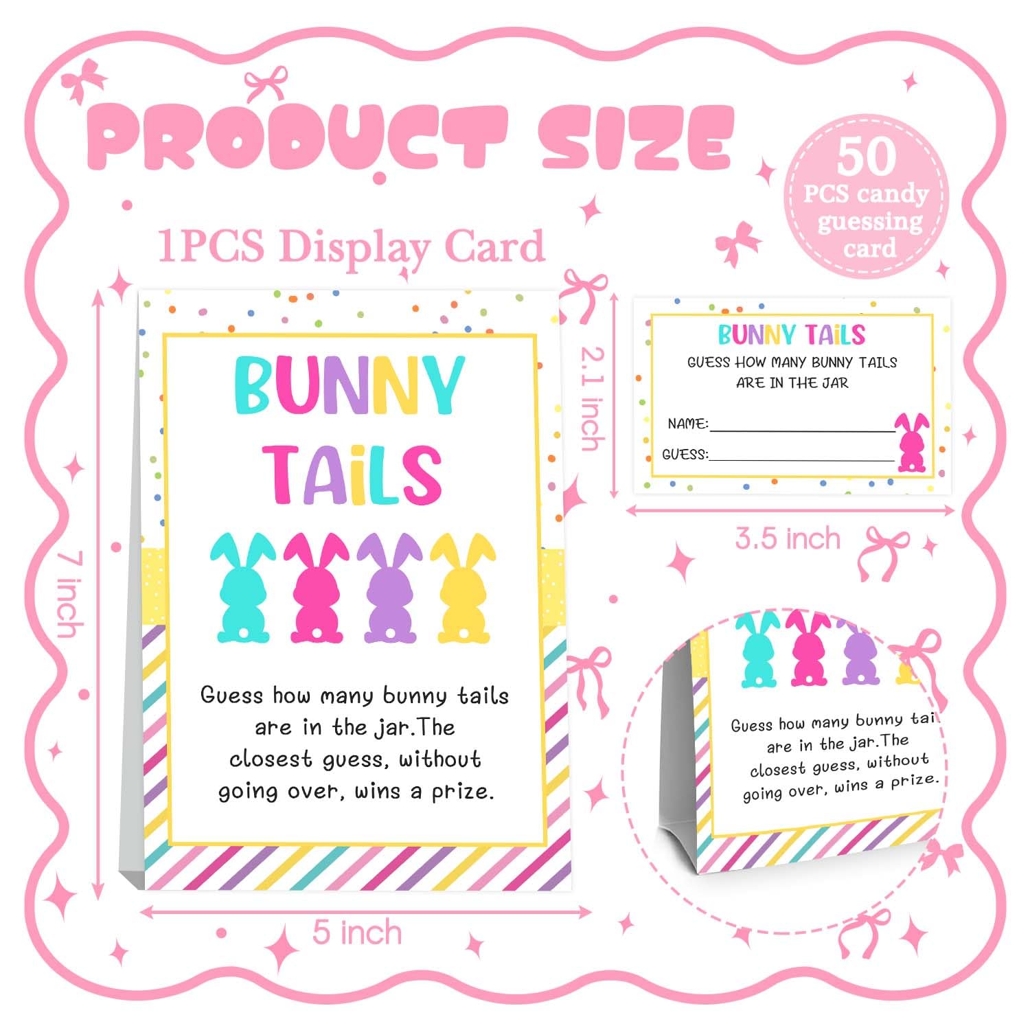 Guess How Many Easter Party Games,Easter Games For Kids,Bunny Tails Are In The Jar,Adults Family Large Groups,Birthday Party Game & Activities 50 Cards And Sign
