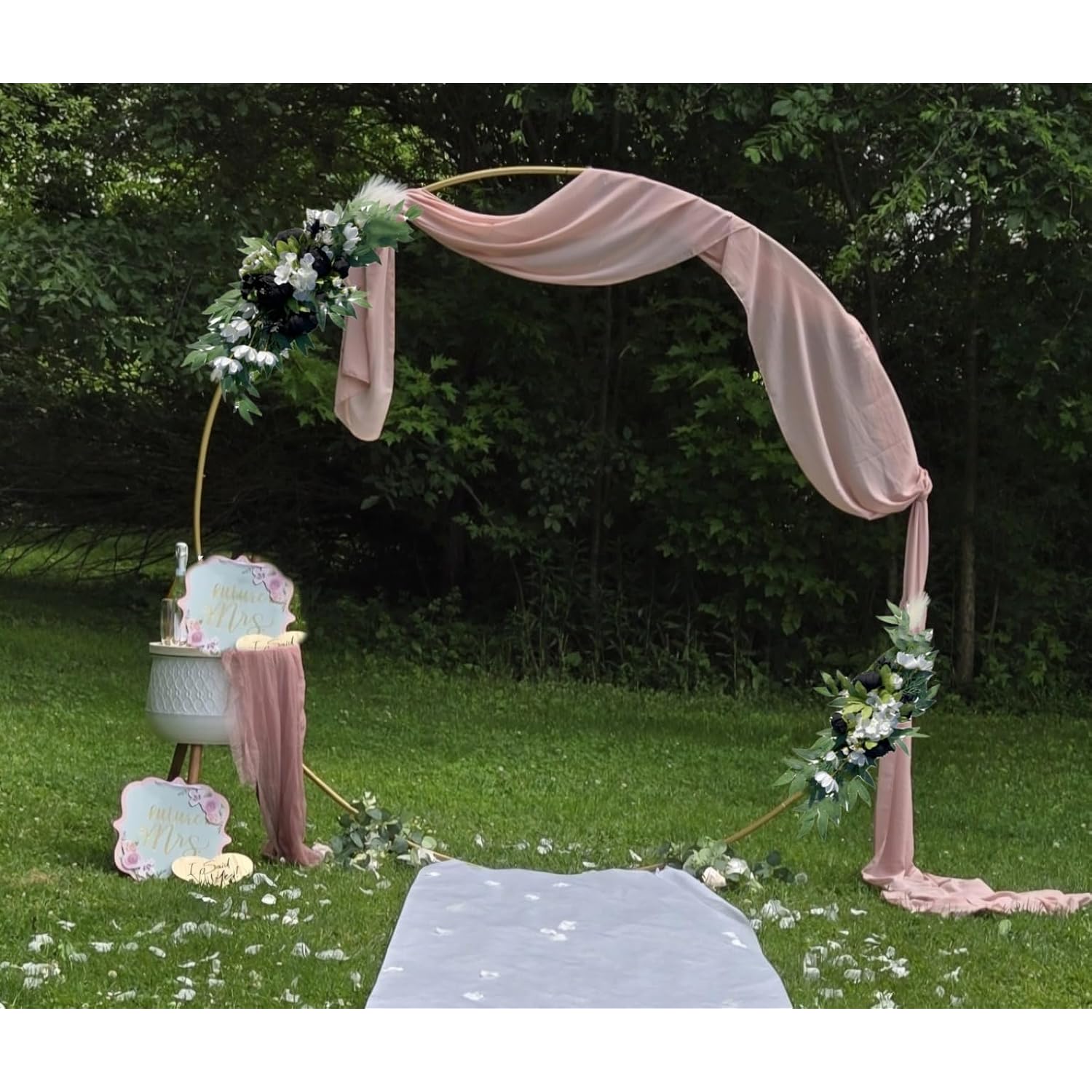 Wedding Arch Flowers, Peony Floral Eucalyptus Greenery Leaves Set Of 2 Artificial Flower For Wedding Ceremony Welcome Sign Home Decorations