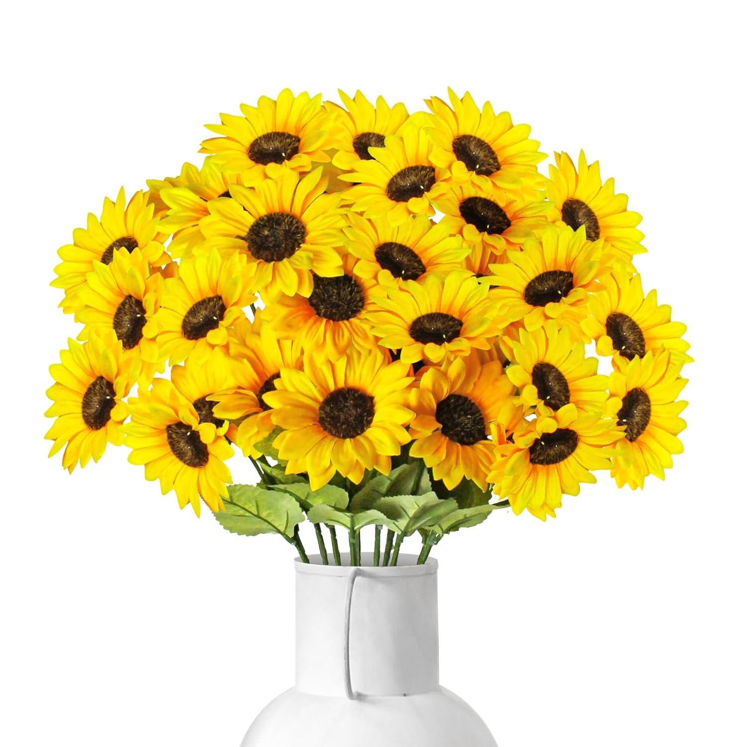 Artificial Sunflowers 23.6In 10 Bundles Total 30 Heads Fake Flowers Bouquet,Realistic Silk Artificial Yellow Sunflowers For Wedding Home Office Parties Summer Decoration