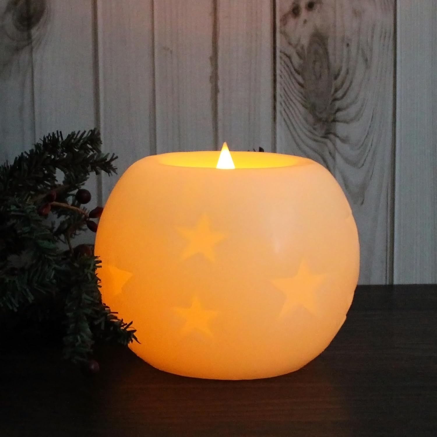 Moon Sphere Wax Led Dancing Flame Candle Ball Battery Operated Wax Led Flameless Candle With Timer And Remote Control (5" Dia. X 4" H)