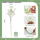26 Pcs Babys Breath Artificial Flowers Bulk - Real Touch Long Stem White Faux Gypsophila For Wedding, Home, Party & Garden Decor (26, White)
