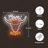 Cowboy Neon Sign Western Cow Skull LED Wall Light USB Powered 9 Brightness Levels Bar Club Decor
