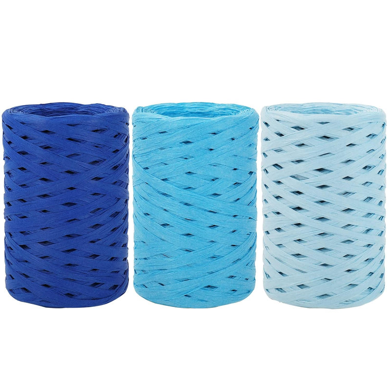 984Ft Gradient Blue Raffia Ribbons Blue Series Raffia Paper String Gift Box Pa