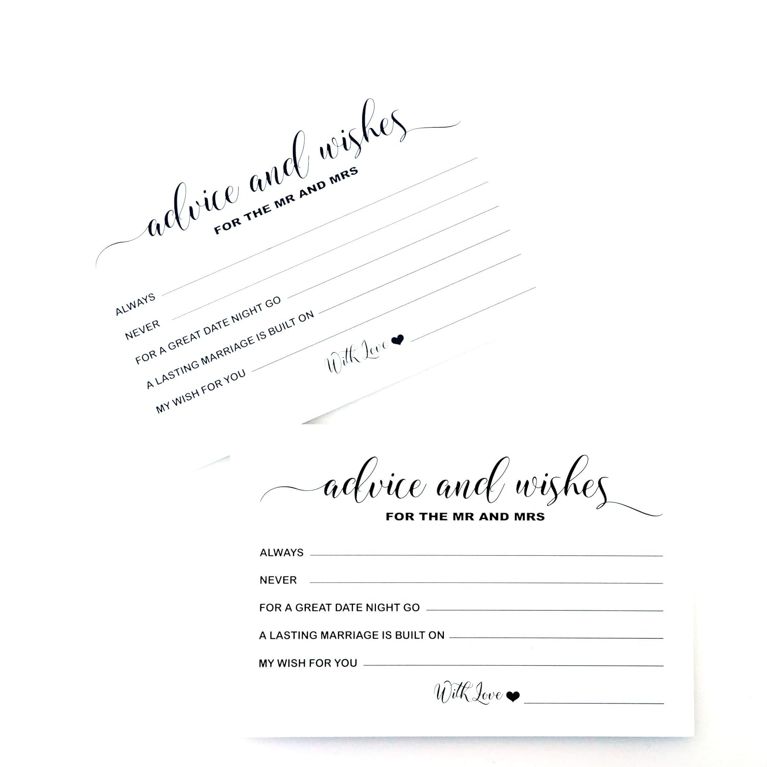 Wedding Advice And Well Wishes Cards For The Mr And Mrs Bride And Groom Newlyweds Bridal Shower Games Note Marriage Advice Pack Of 50