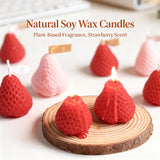 Strawberry Shaped Scented Candle,4Pack 75G Fruit Aroma Soy Wax Decorative Candle For Table Photo Prop Birthday Gift,Prefect For Meditation Stress Relief Mood Boosting Bath Yoga (Red-4 Pcs)