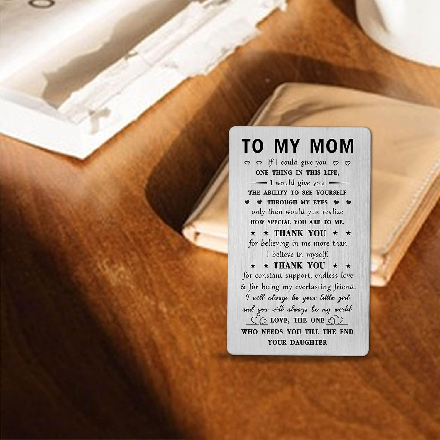 Love Mom Gifts From Daughter - Mom I Will Always Be Your Little Girl - Birthday Card For Mother, Engraved Wallet Card, Mothers Day, Christmas