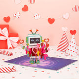 Love Robot Valentines Day Pop Up Card, For Love, Birthday, All Occasion, Just Because, Gifts For Wife, Husband, Lovers, Boyfriend, Him, Her, Crush, 5X7 - Includes Envelope And Message Note