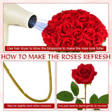 50 Pcs Artificial Red Rose Bluk Fake Flowers With Stem Realistic Silk Roses Bouquet Coffee Table Decor Flower Arrangement For Wedding Centerpieces Home Office Farmhouse Holiday Decorations