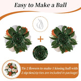 Flower Balls For Centerpieces Decoration: 2 Pcs Terracotta Artificial Rose Kissing Balls For Table - Fall Fake Silk Floral Bouquet With Base Arrangements For Home Party Room Diy Decor